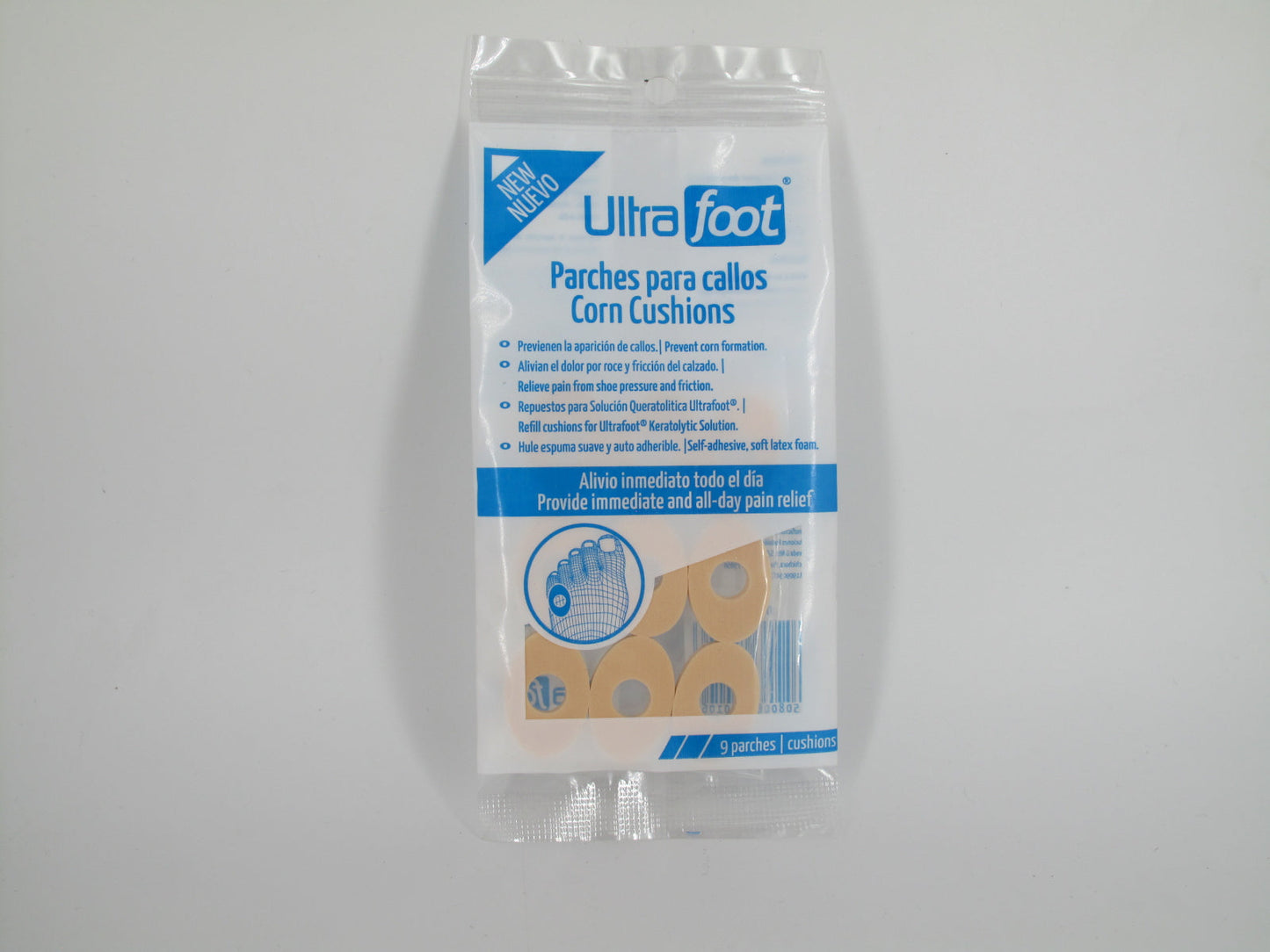 SKU - 1579 -- PARCHES PARA CALLOS ULTRA FOOT 9 PZ